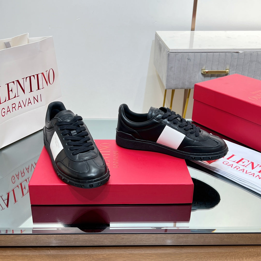 Valentino 25s Upvillage Sneakers In White Mix Black Lambskin