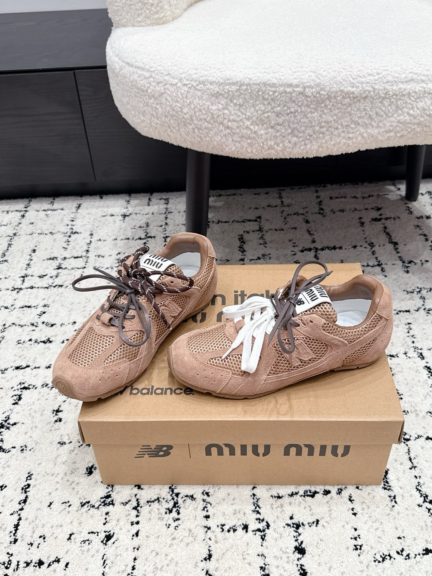 Miu 530 Casual Sneaker Light Brown Suede Mesh 880613