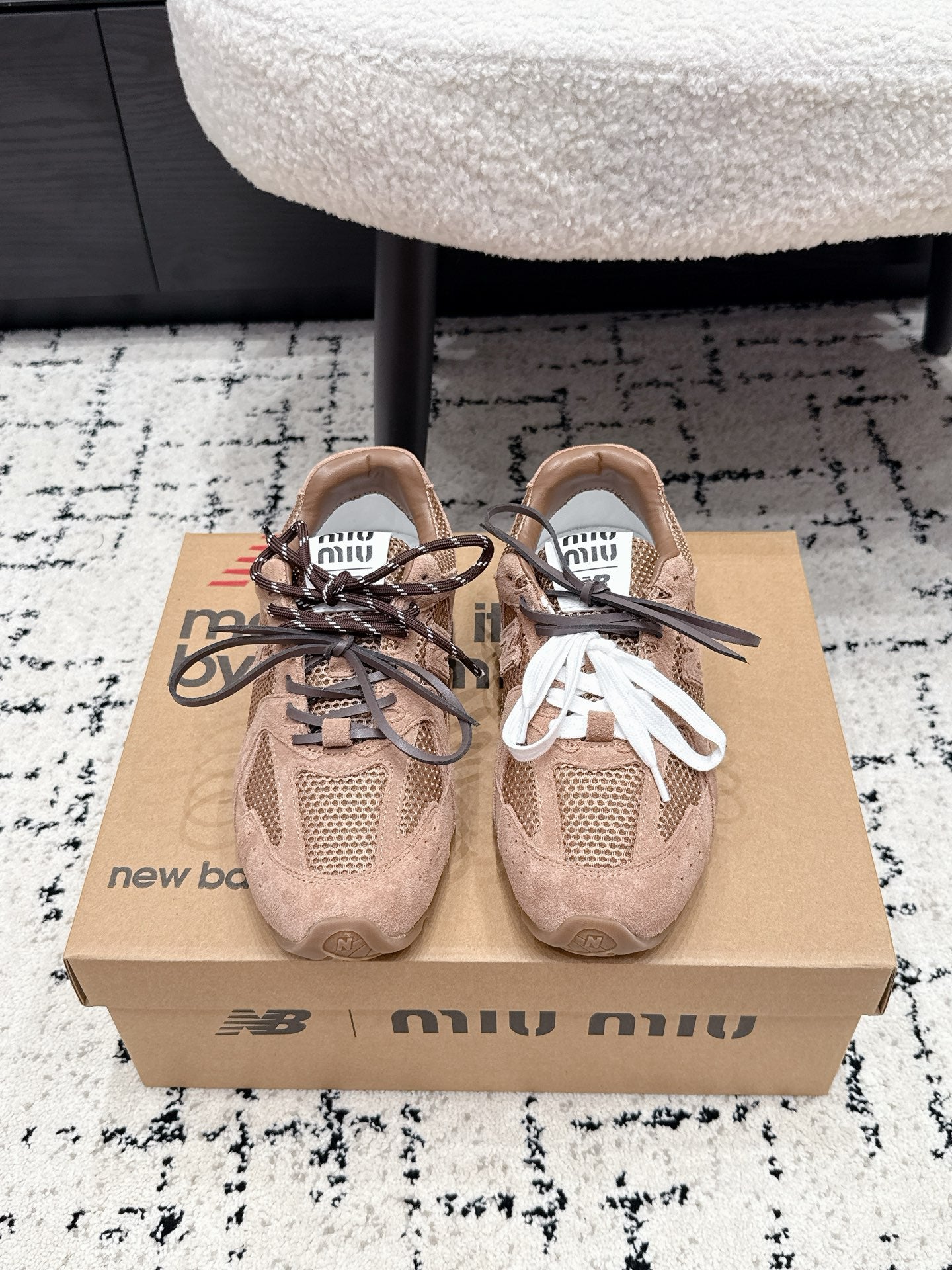 Miu 530 Casual Sneaker Light Brown Suede Mesh 880613