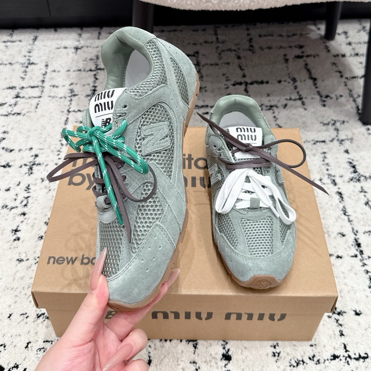Miu 530 Casual Sneaker Teal Green Suede Mesh 880616