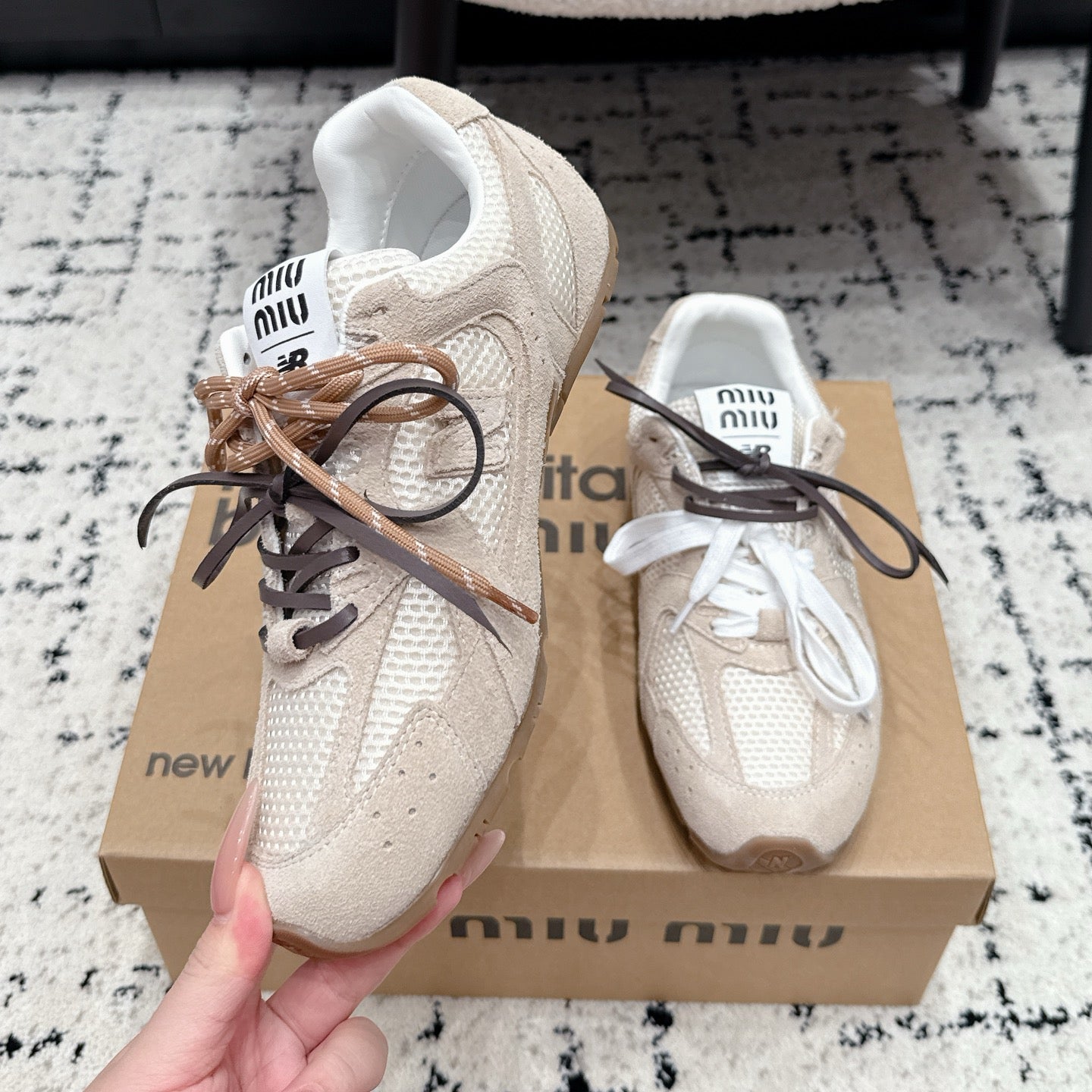 Miu 530 Casual Sneaker Light Grey White Suede Mesh 880617