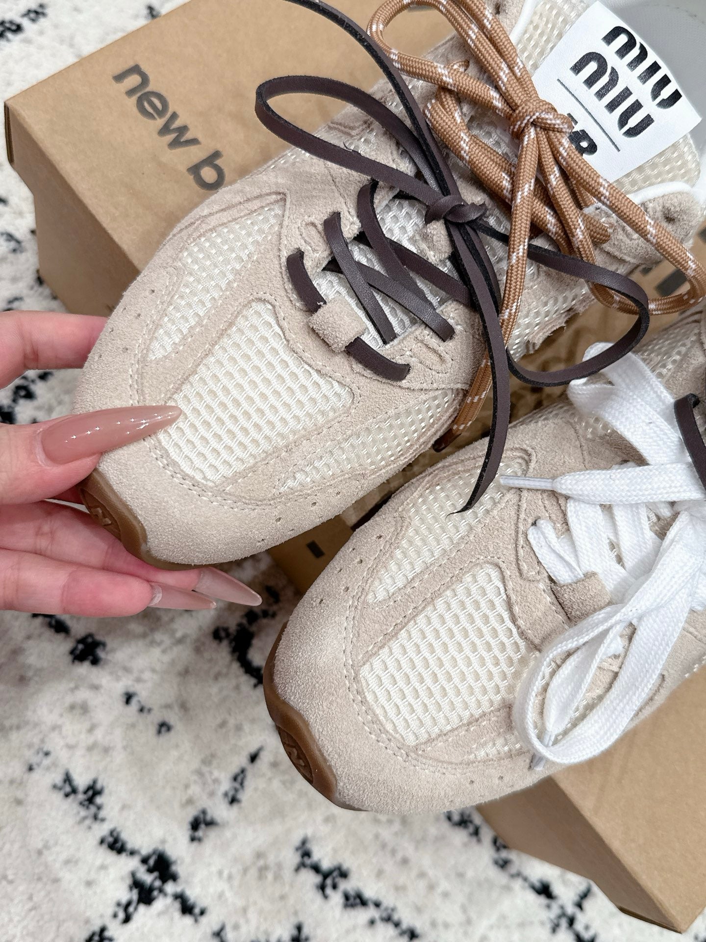 Miu 530 Casual Sneaker Light Grey White Suede Mesh 880617