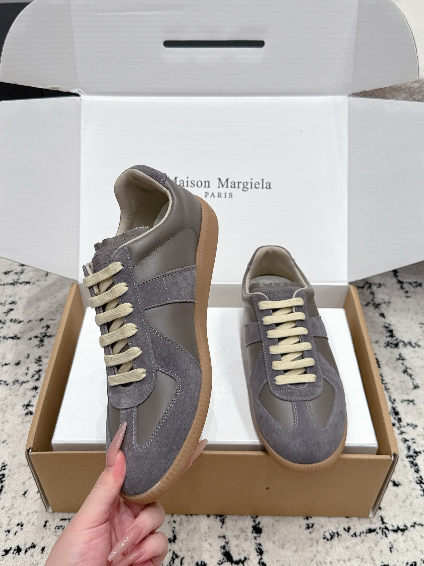 MM6 Replica Casual Sneaker Dark Grey Sheepskin Suede 881190