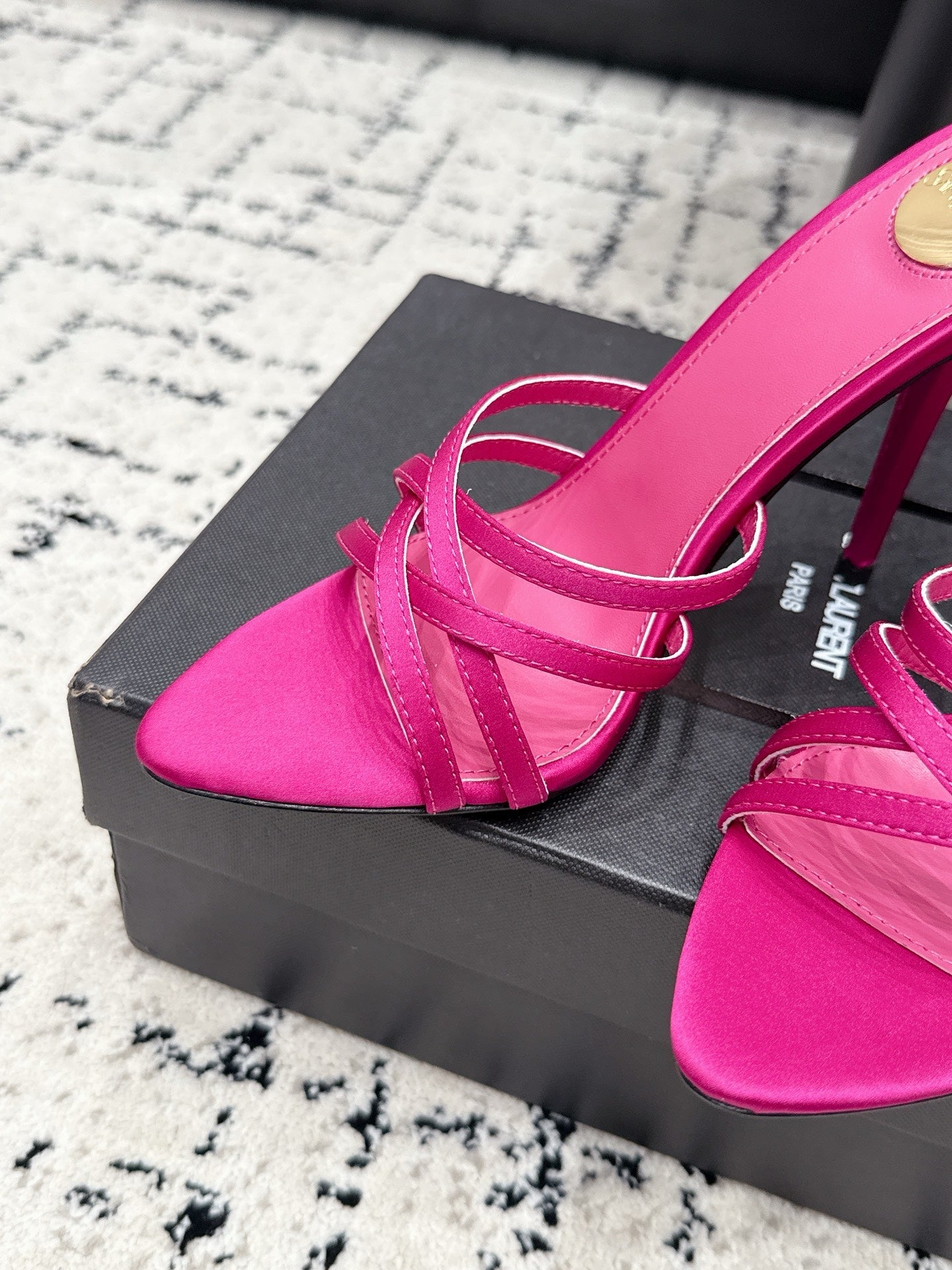 YSL Kate Mule 10.5cm Hot Pink Satin 847148