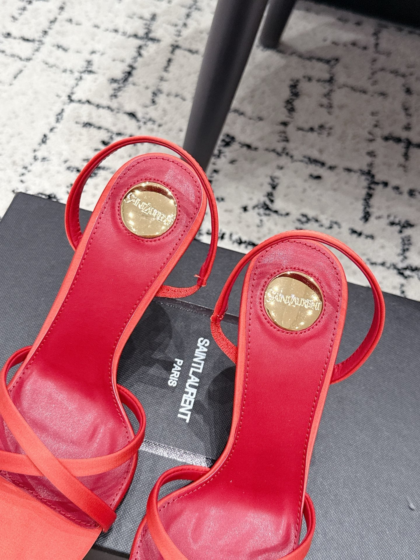 YSL Kirat Sandal 9.5cm Red Satin 847152