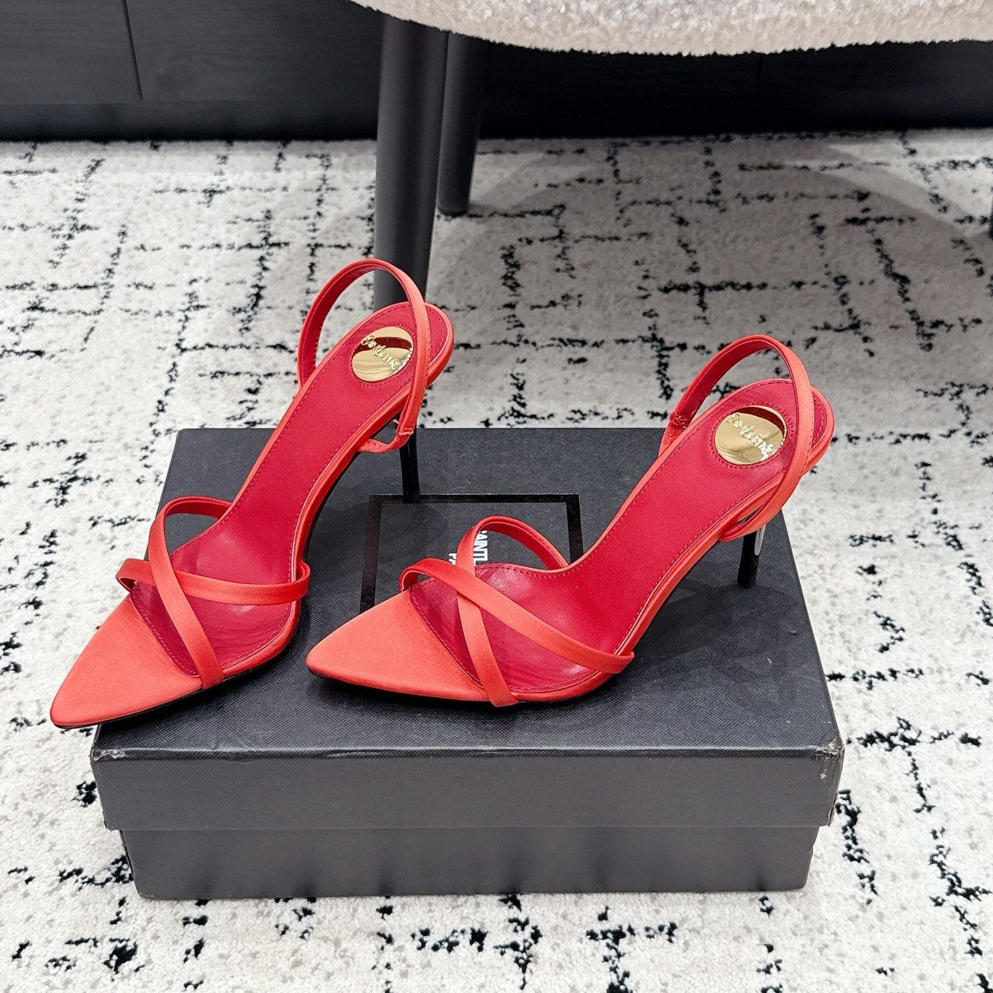 YSL Kirat Sandal 9.5cm Red Satin 847152