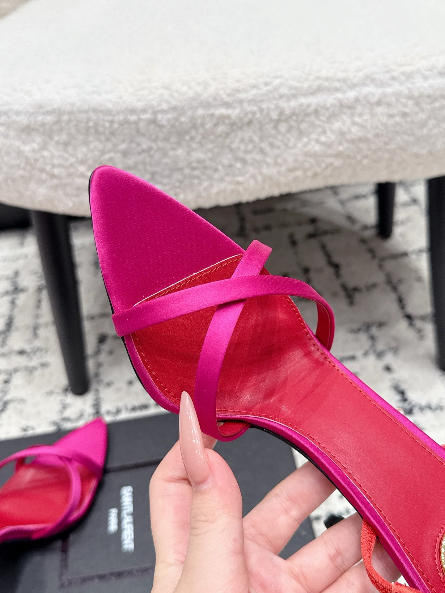 YSL Kirat Sandal 9.5cm Hot Pink Satin 847155