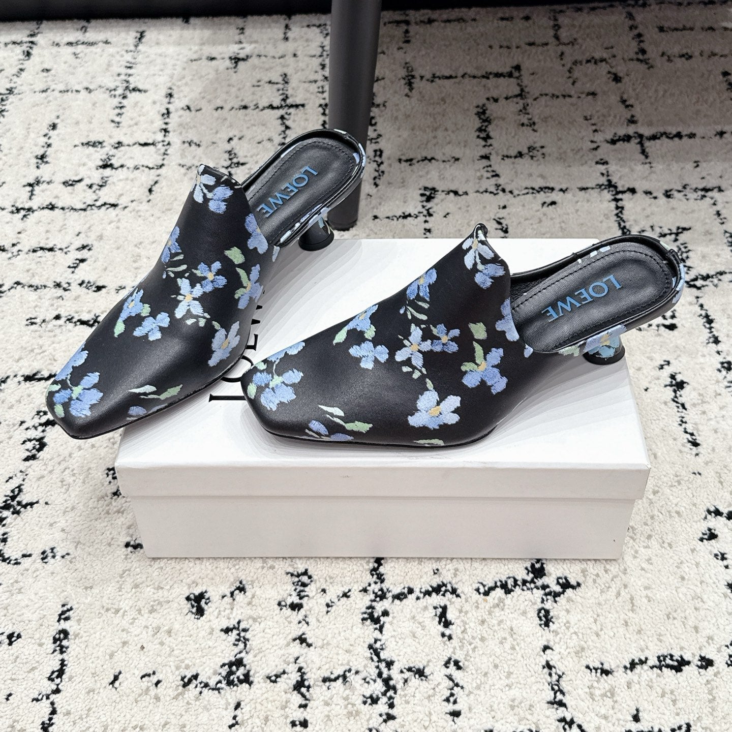 Loewe Emily Mule Black Printed Lambskin 880828