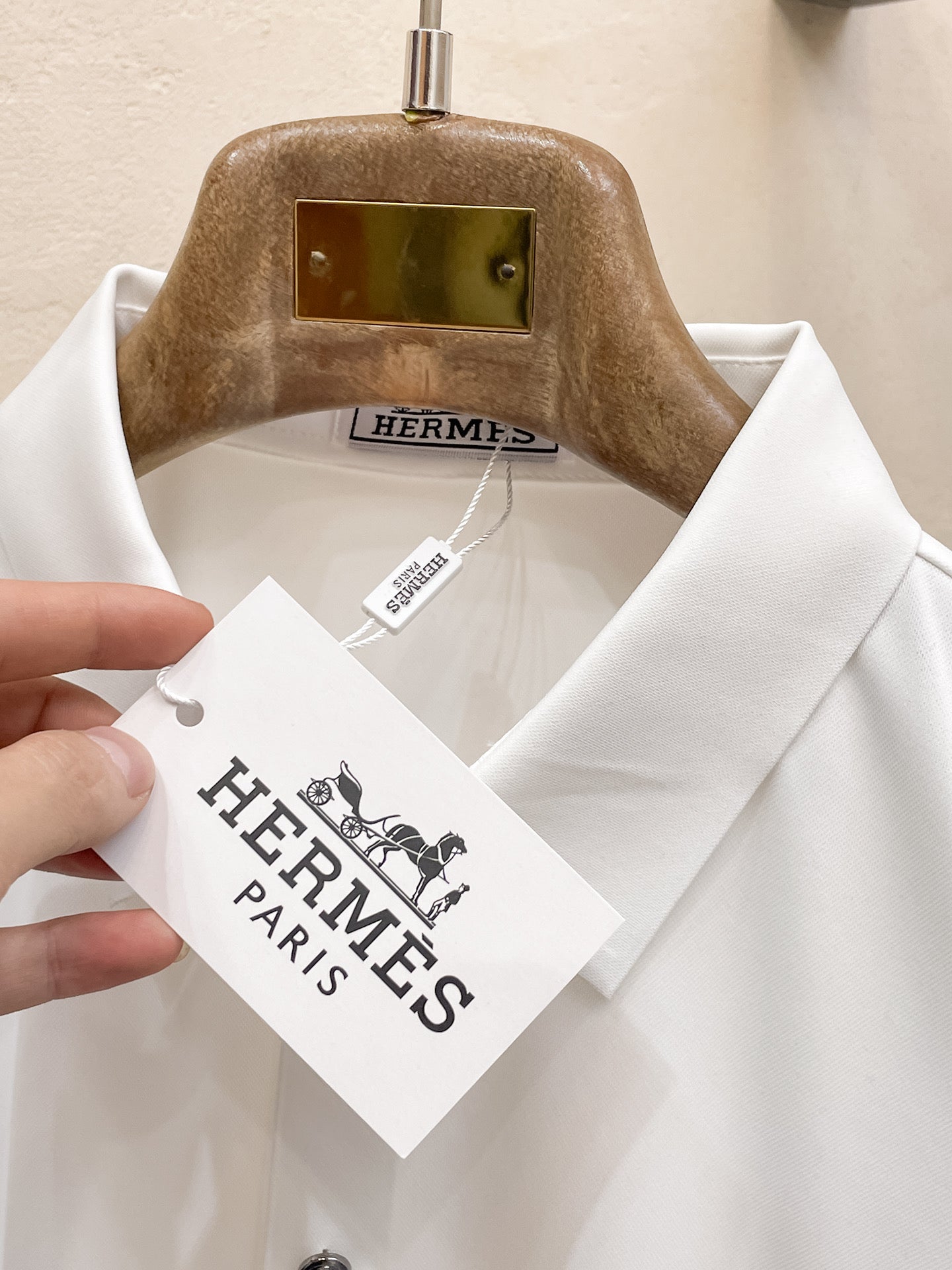 HM Men Short-Sleeve Polo Shirt White Silk