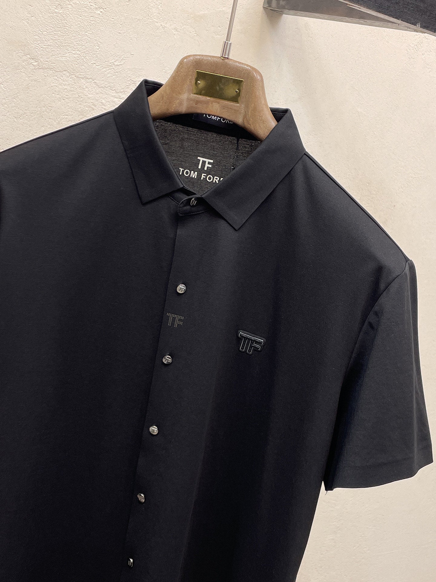 Tom Ford Men Short-Sleeve Polo Shirt Black Silk