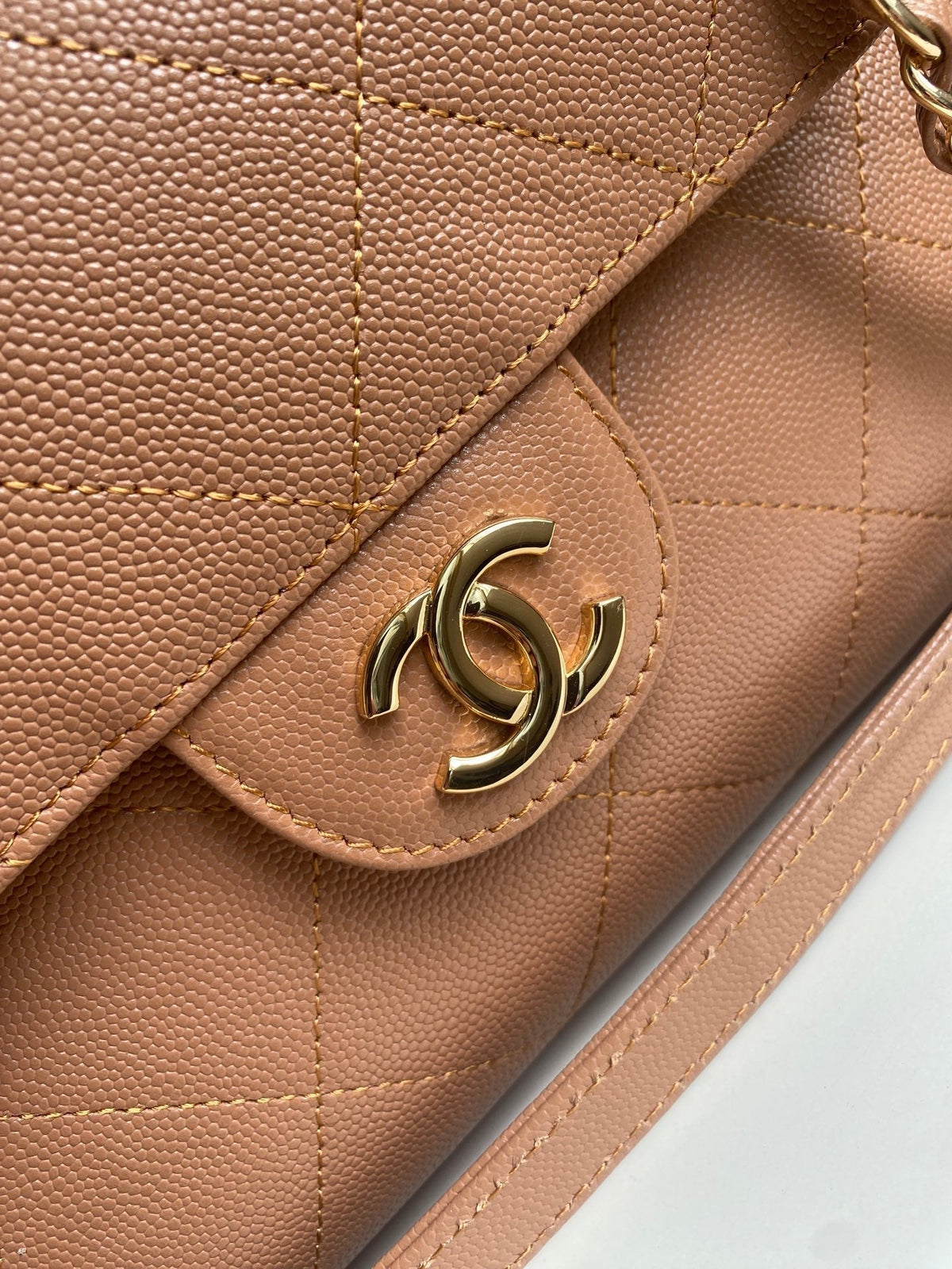 Chanel 26s Quilted Large Shopping Tote 39 In Caramel Brown Caviar Calfskin Gold Hardware
