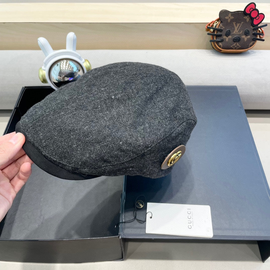 BERET RETRO HAT IN MOUSE GRAY CASHMERE 431370