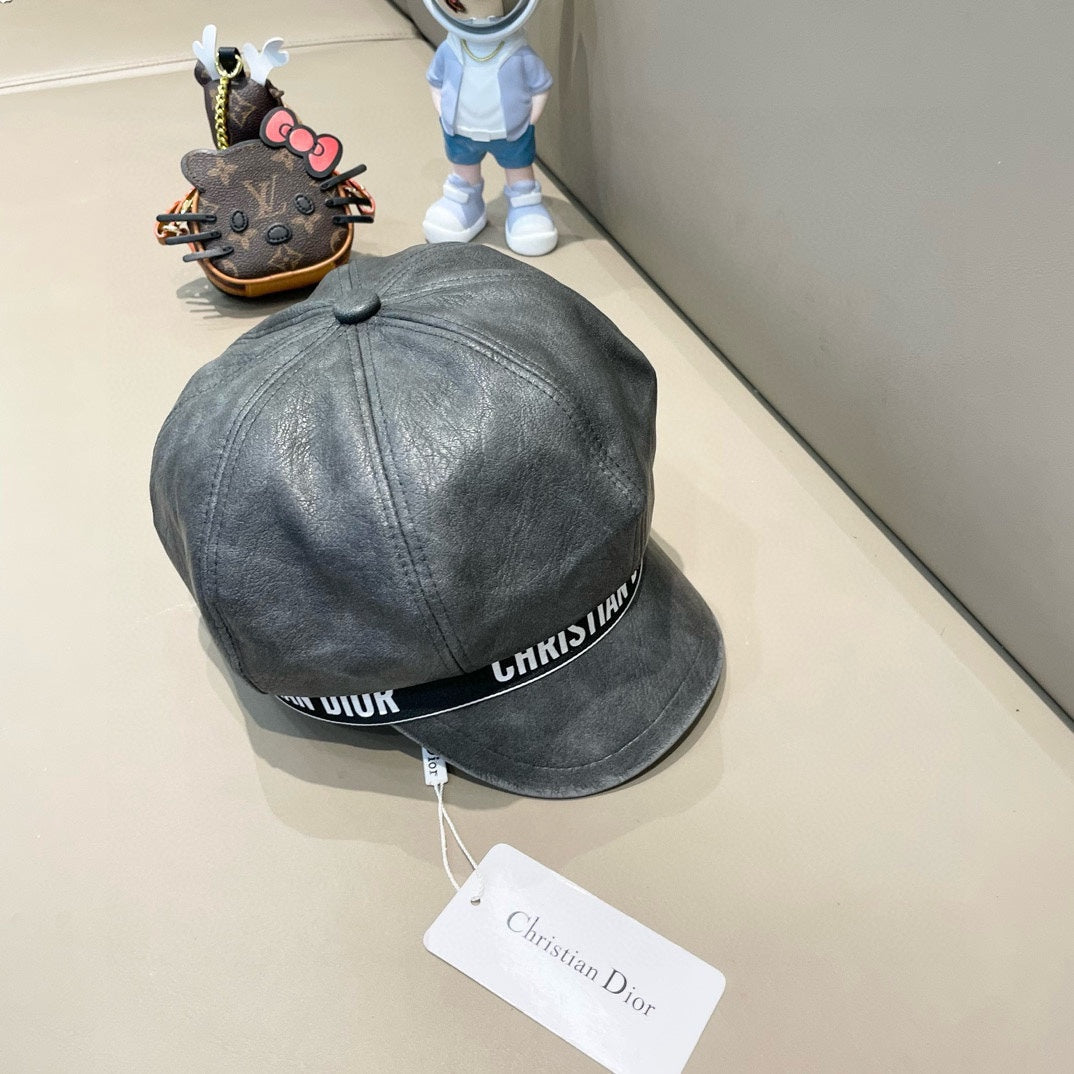 BAKER BOY HAT IN DARK GRAY LEATHER 436764