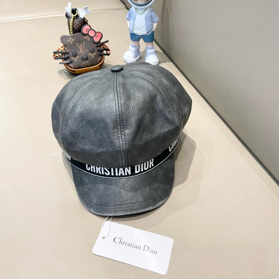 BAKER BOY HAT IN DARK GRAY LEATHER 436764