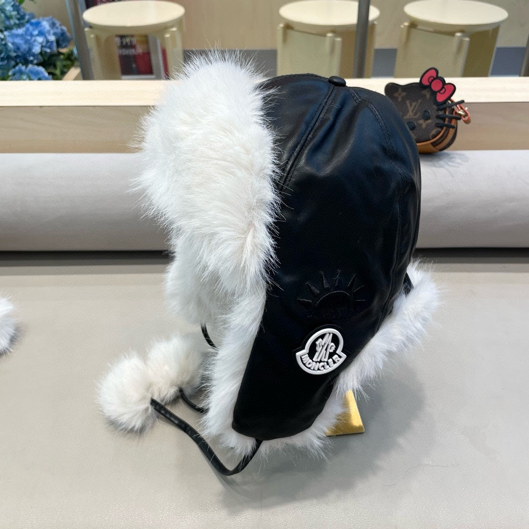 MC 26s Winter Bomber Trapper Hat Black Leather 499298