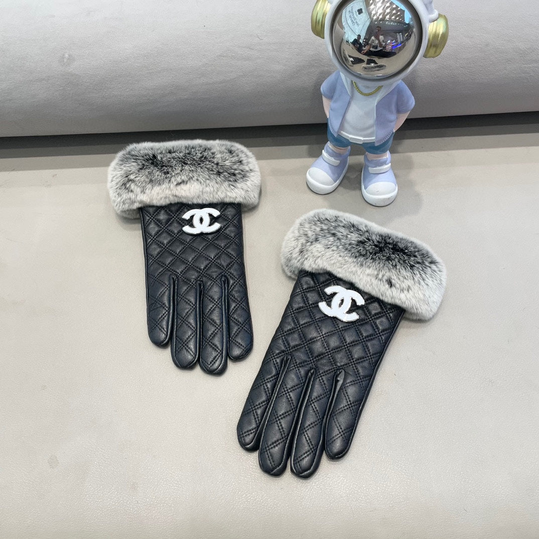 GLOVES IN BLACK LAMBSKIN WITH RABBIT FUR 463793