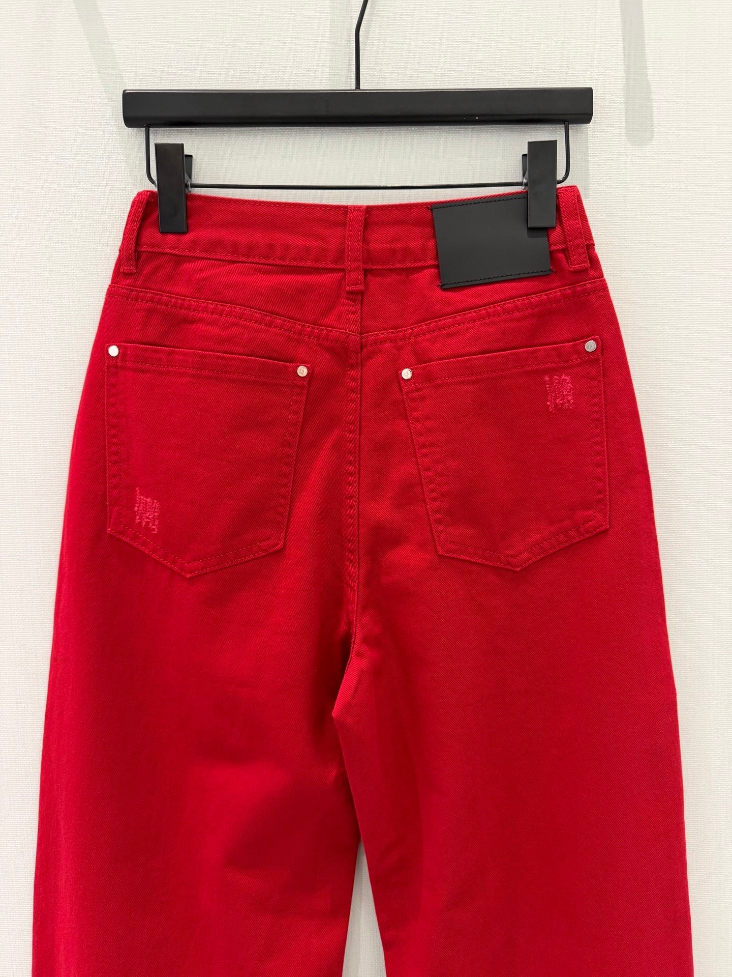Loewe Asymmetric Waist Denim Jeans Bright Red Cotton Tencel 351201