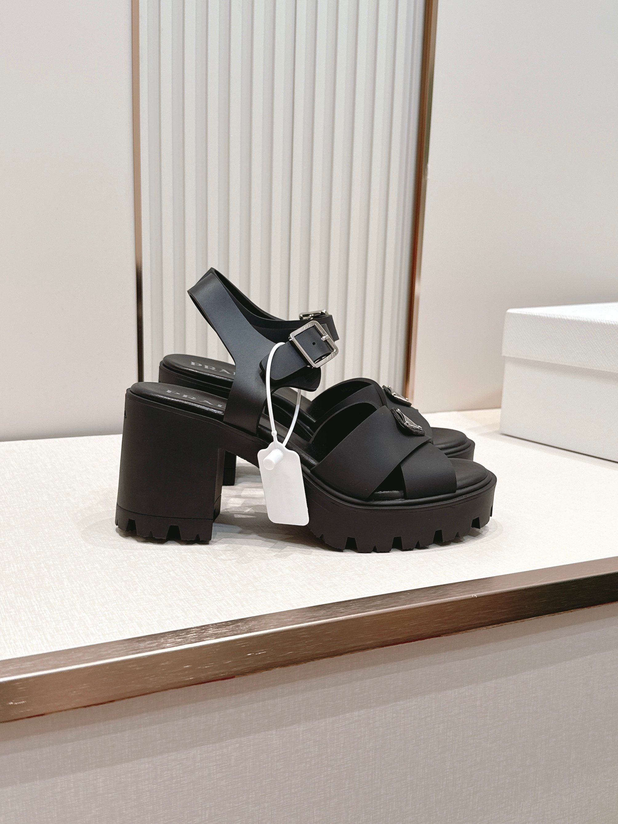 Prada 26s Monolith Sandals Black Rubber 838138