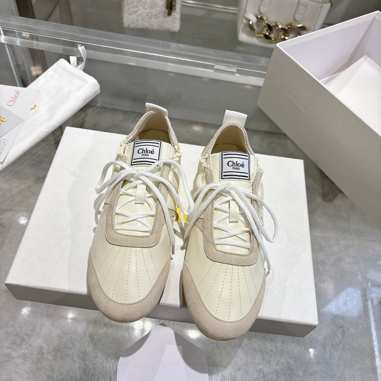 Chloe Sneaker casual shoes cream cowhide 518815