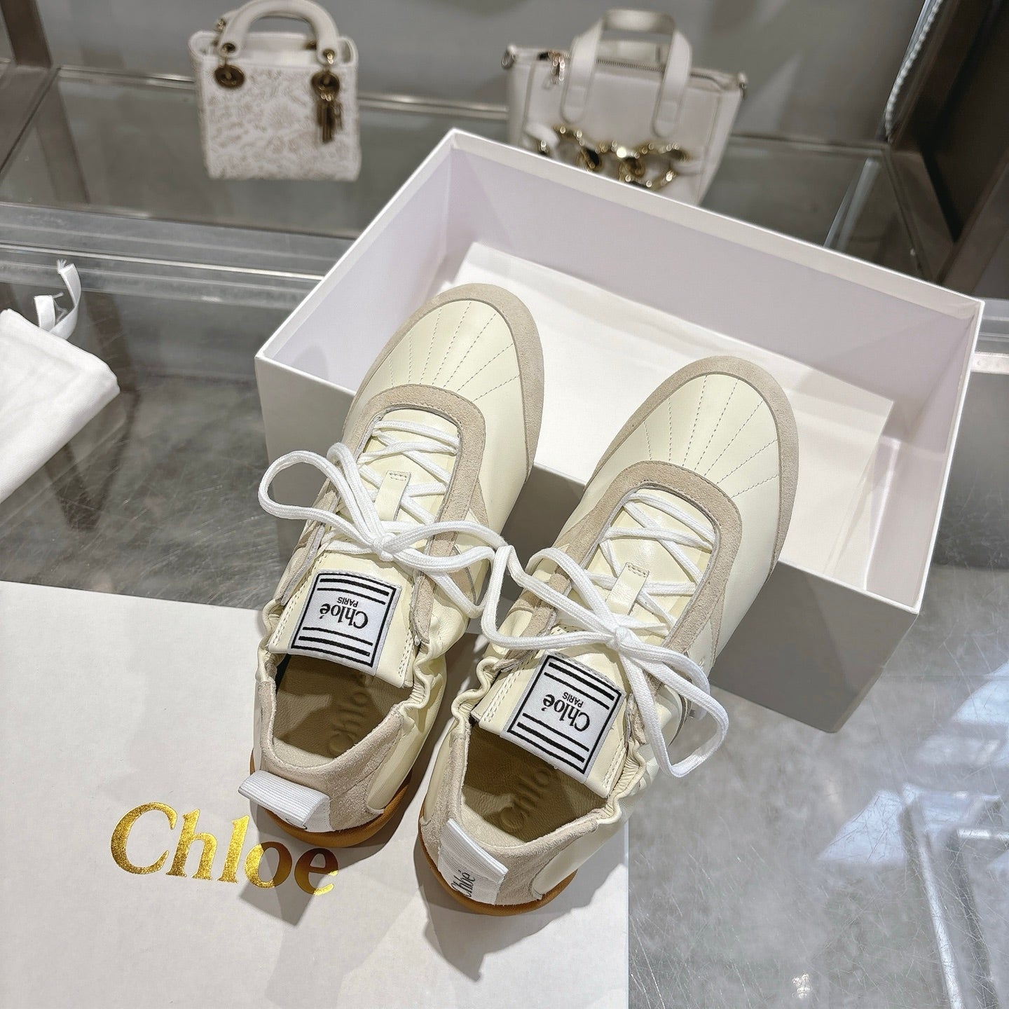 Chloe Sneaker casual shoes cream cowhide 518815