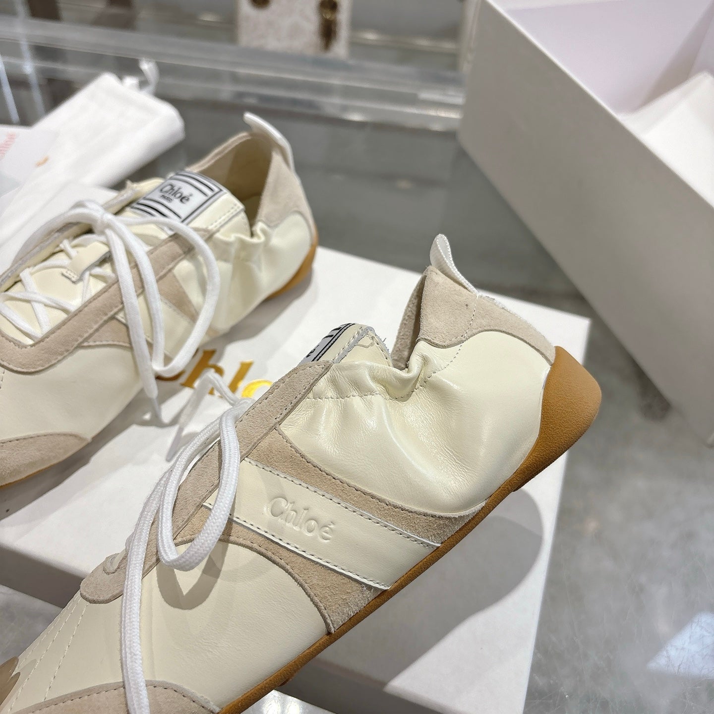 Chloe Sneaker casual shoes cream cowhide 518815