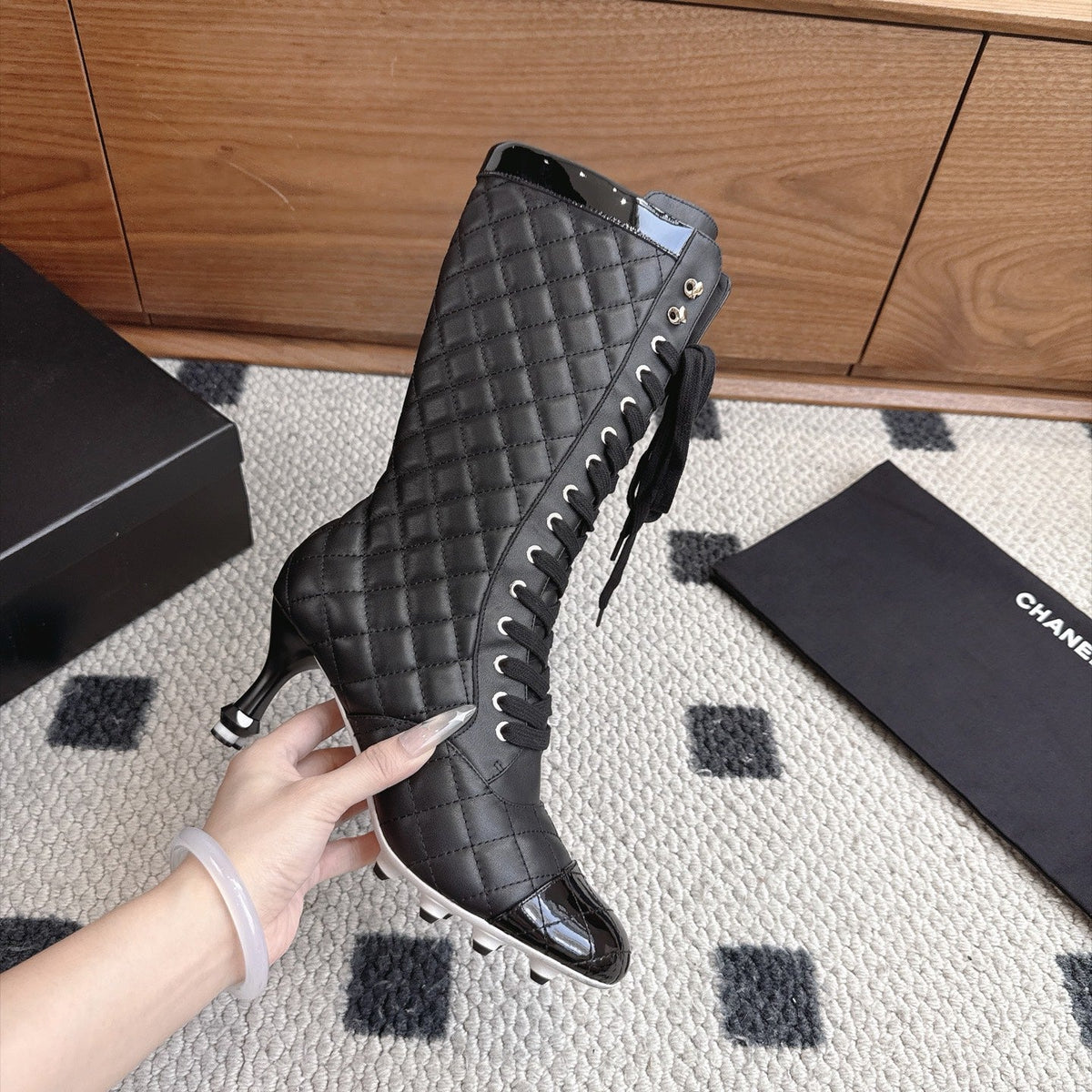 CC 26s Lace-Up Boots 6.5cm Black Leather 118297