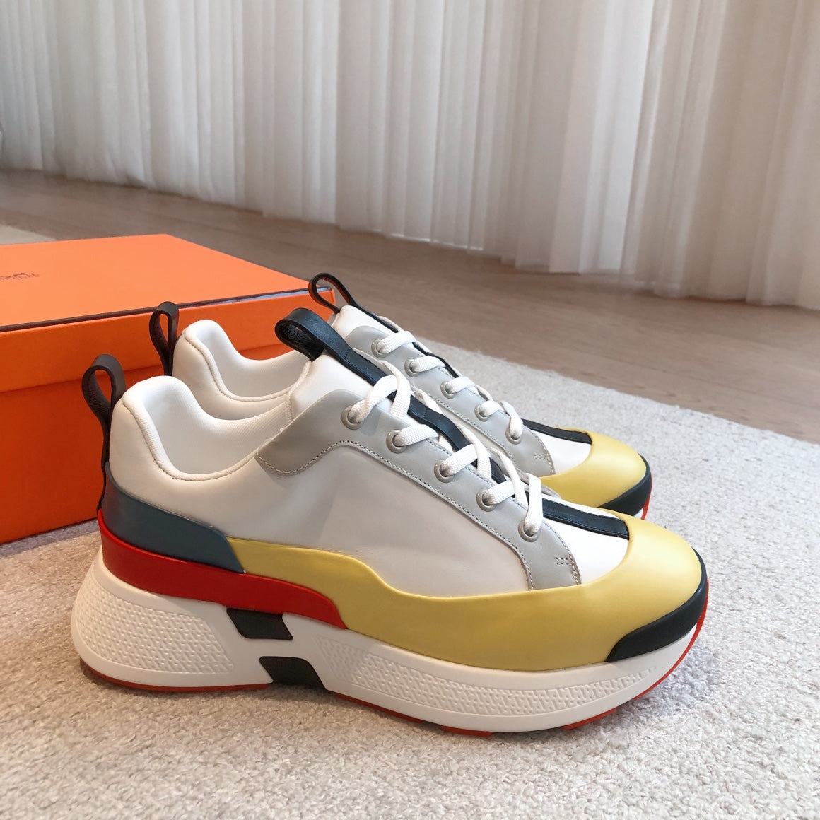 HM Hugo Sneakers White Yellow Black Calfskin 933466