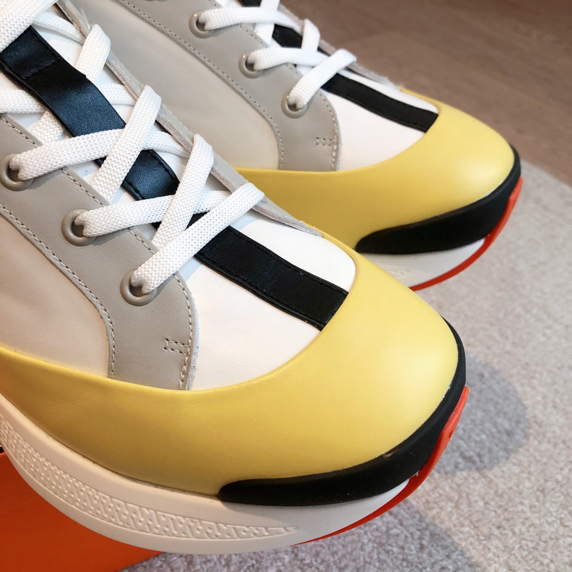 HM Hugo Sneakers White Yellow Black Calfskin 933466