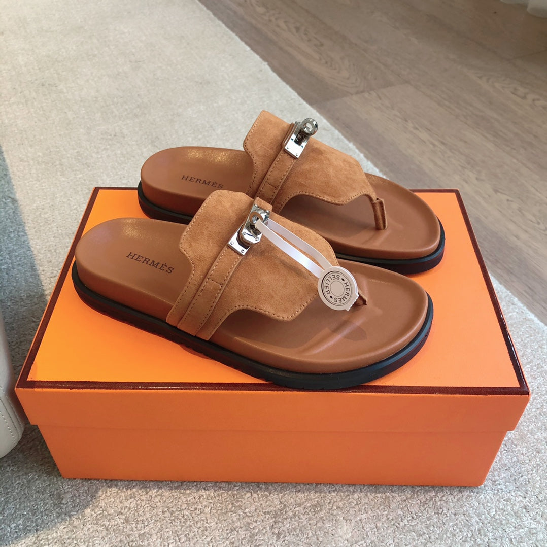 Empire Sandal Pumpkin Lambskin Suede Goatskin