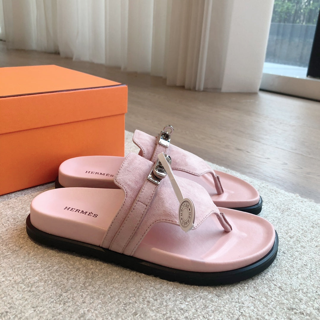Empire Sandal Light Pink Lambskin Suede Goatskin