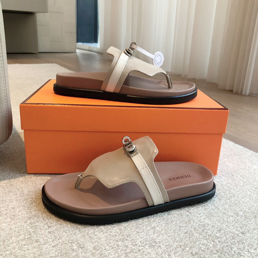 Empire Sandal Soft Taupe Brown Goatskin