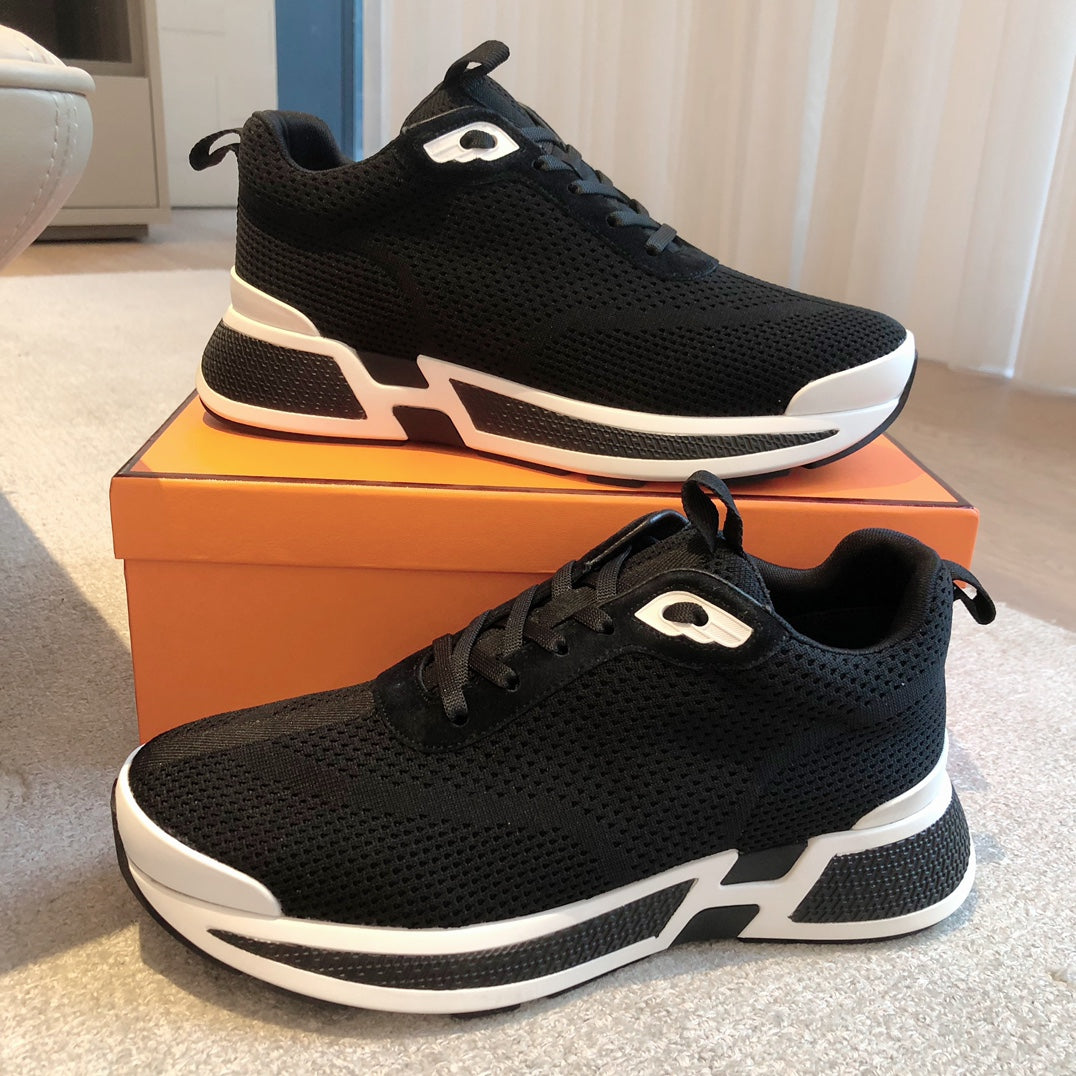 HM Heros Sneaker In Black Mix White Calfskin And Mesh Fabric 970870