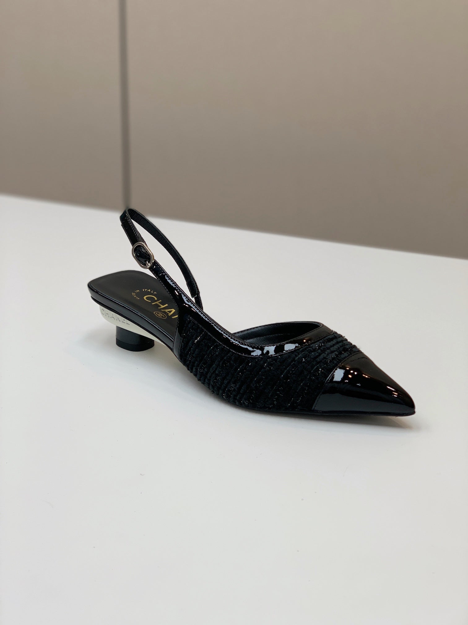 CC 26s Slingback 3.5cm Black Wool Patent Calfskin 792591