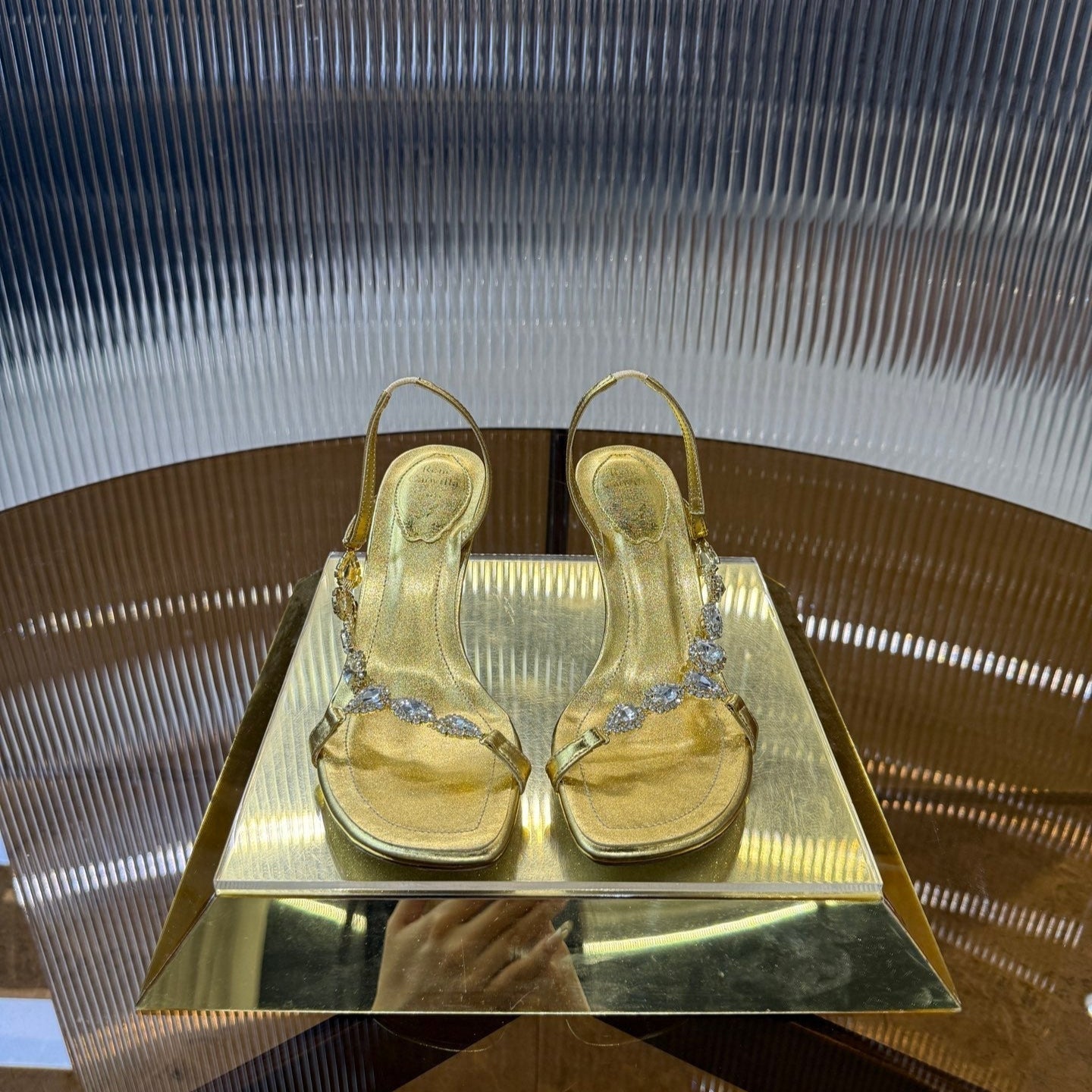RC 25C Diamond Sandals Gold Sheepskin Rhinestones 314824