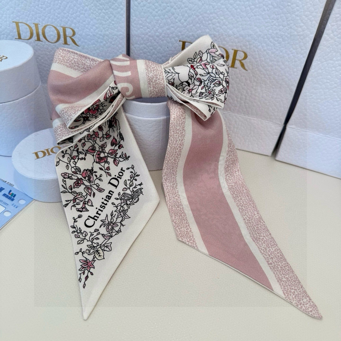 CD Twilly Mini Scarf 105cm Light Pink Mulberry Silk 941924