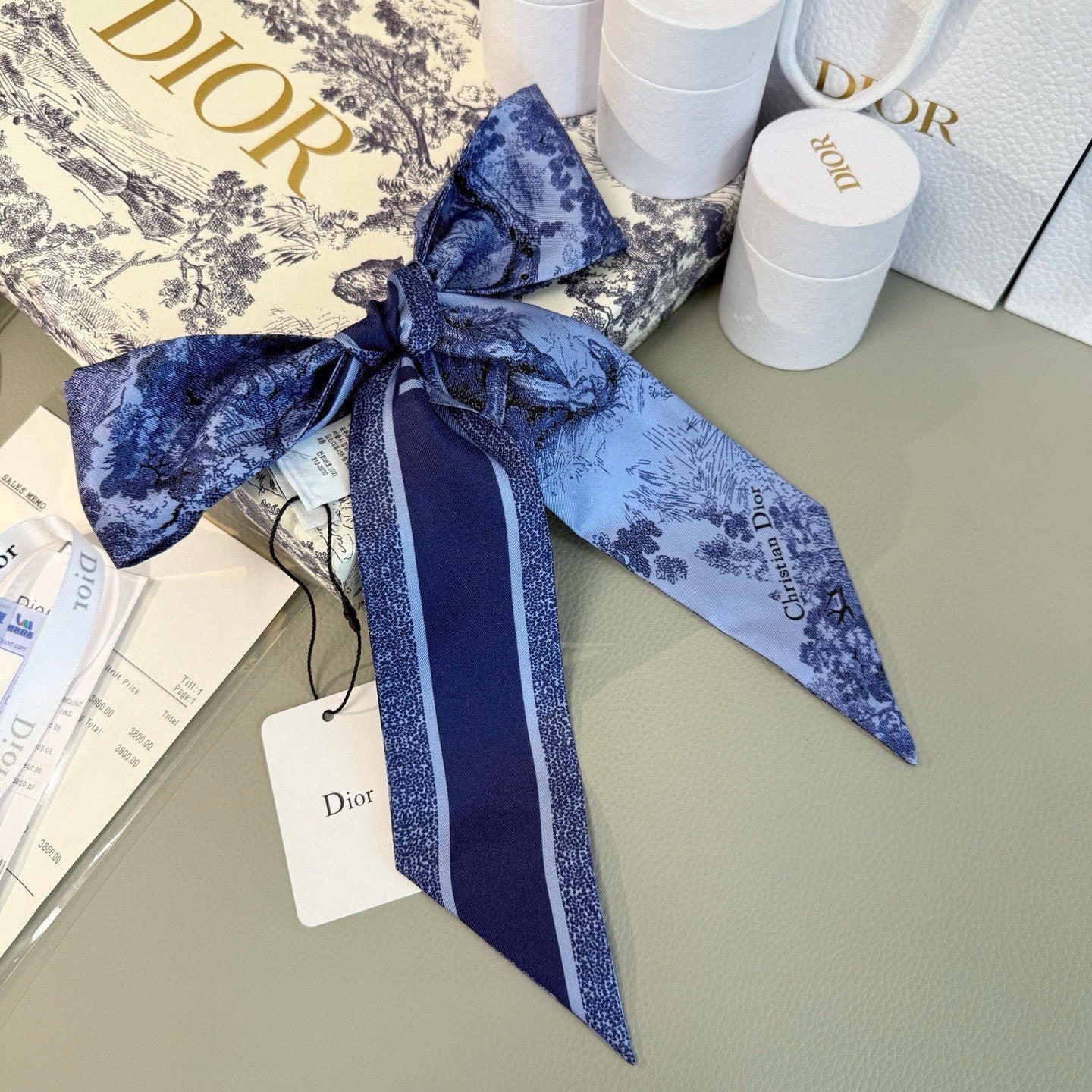 CD Twilly Mini Scarf 105 Blue Navy Silk Twill 147661