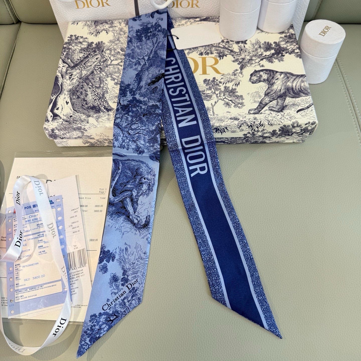 CD Twilly Mini Scarf 105 Blue Navy Silk Twill 147661