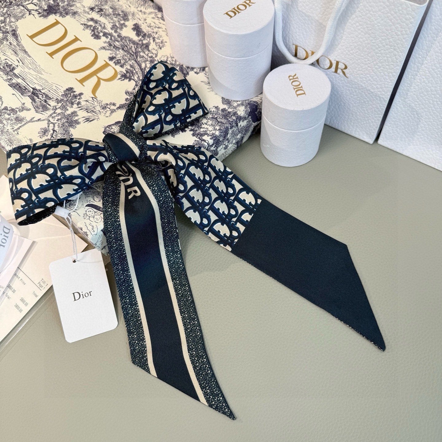 CD Twilly Mini Scarf 105 Black Silk Twill 147664