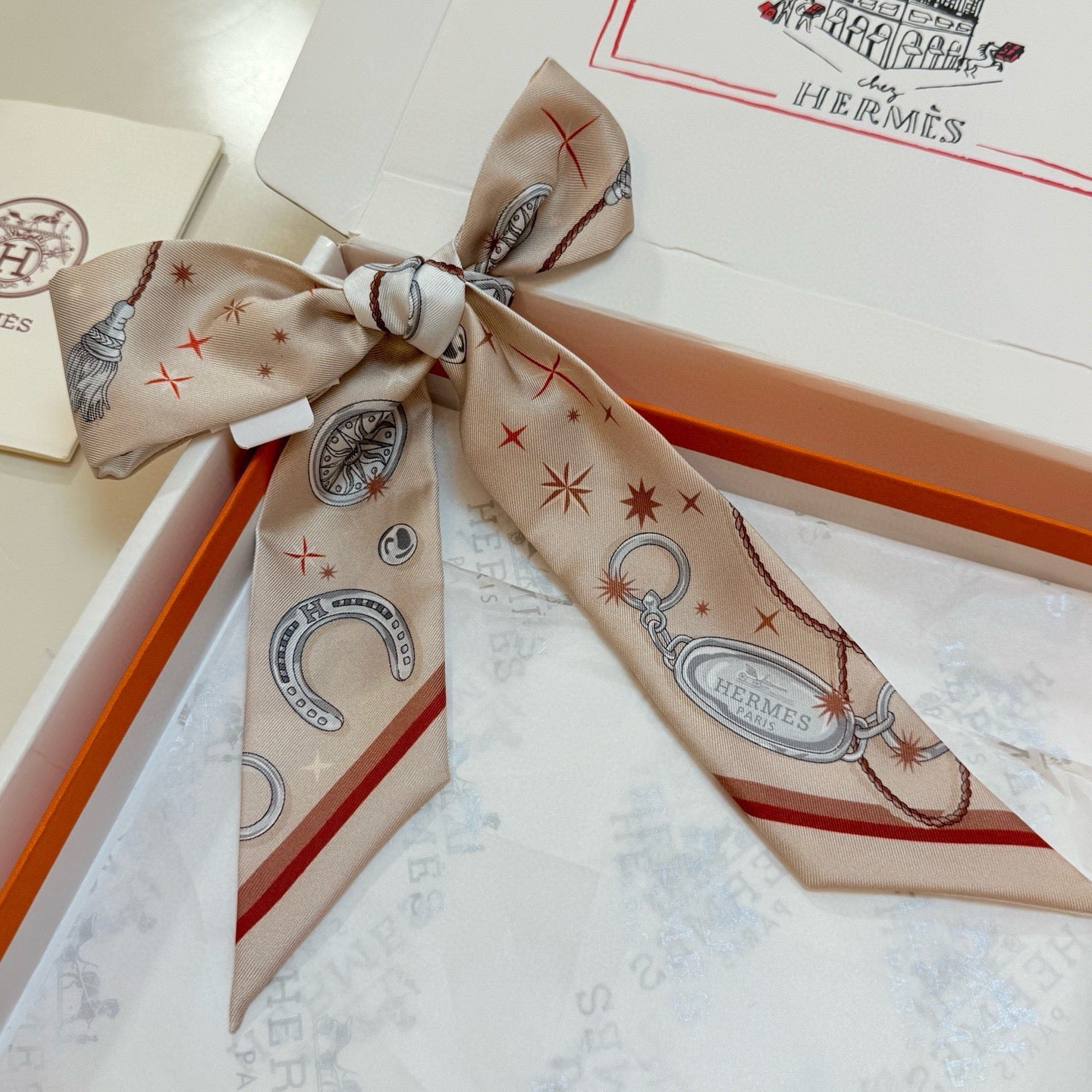 HM Twilly Mini Scarf 105 Beige Rosé Silk Twill 153189
