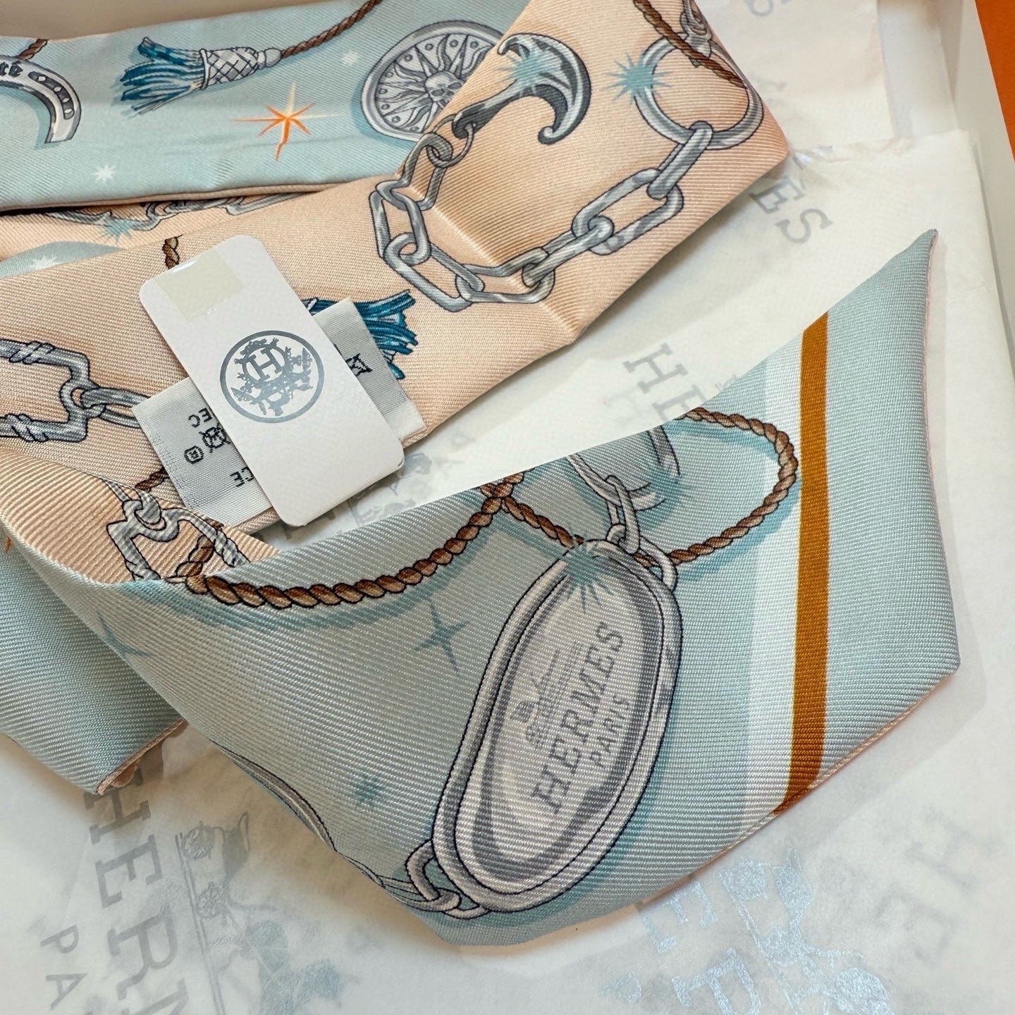 HM Twilly Mini Scarf 105 Bleu Glacier Silk Twill 153190