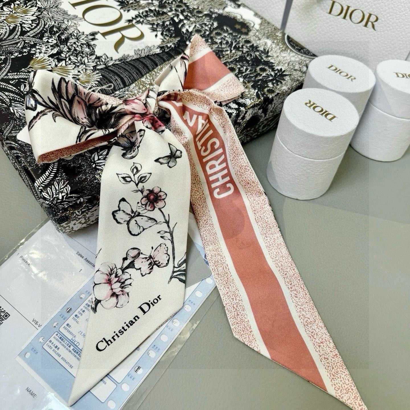 CD Jouy Mexico Mitzah Scarf White Pink Silk 153193
