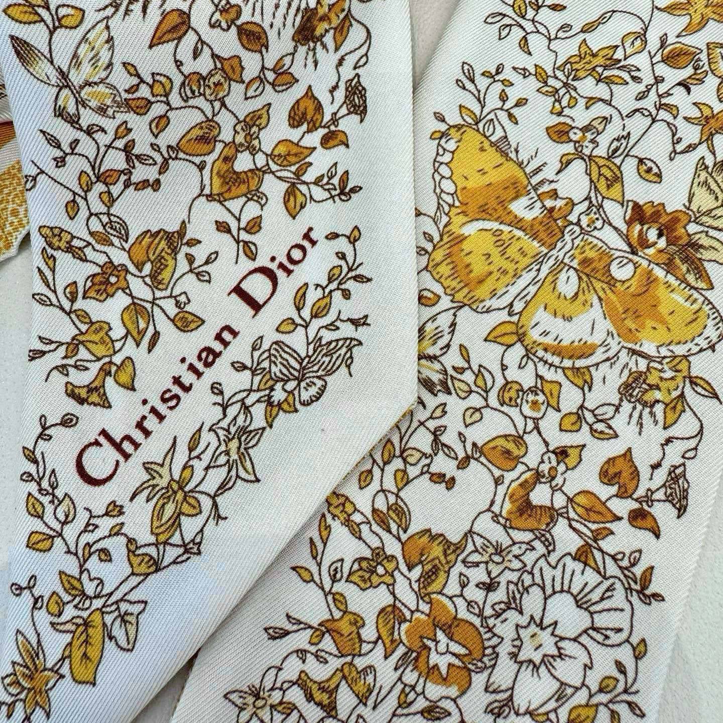 CD Mitzah Scarf White Yellow Silk 153194