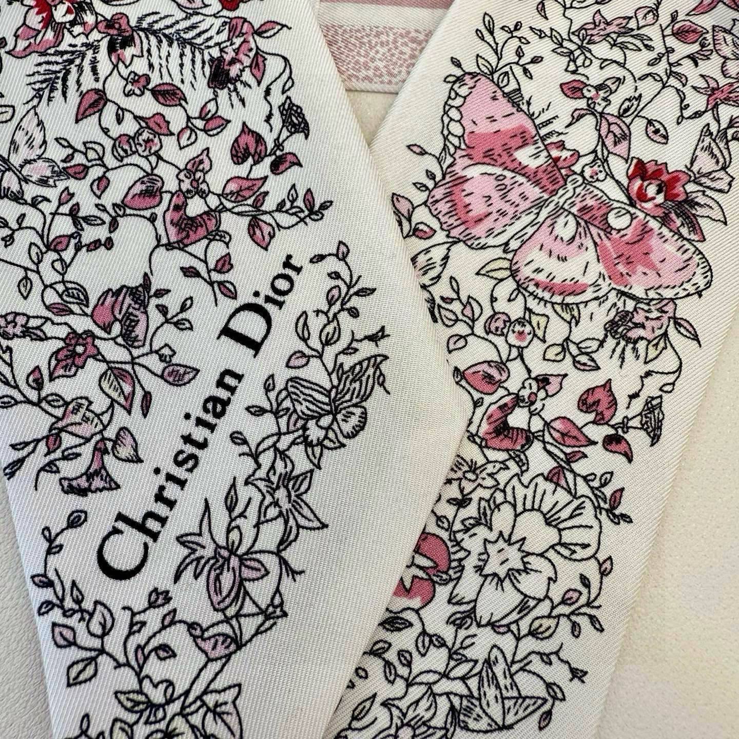 CD Mitzah Scarf White Pink Silk 153197