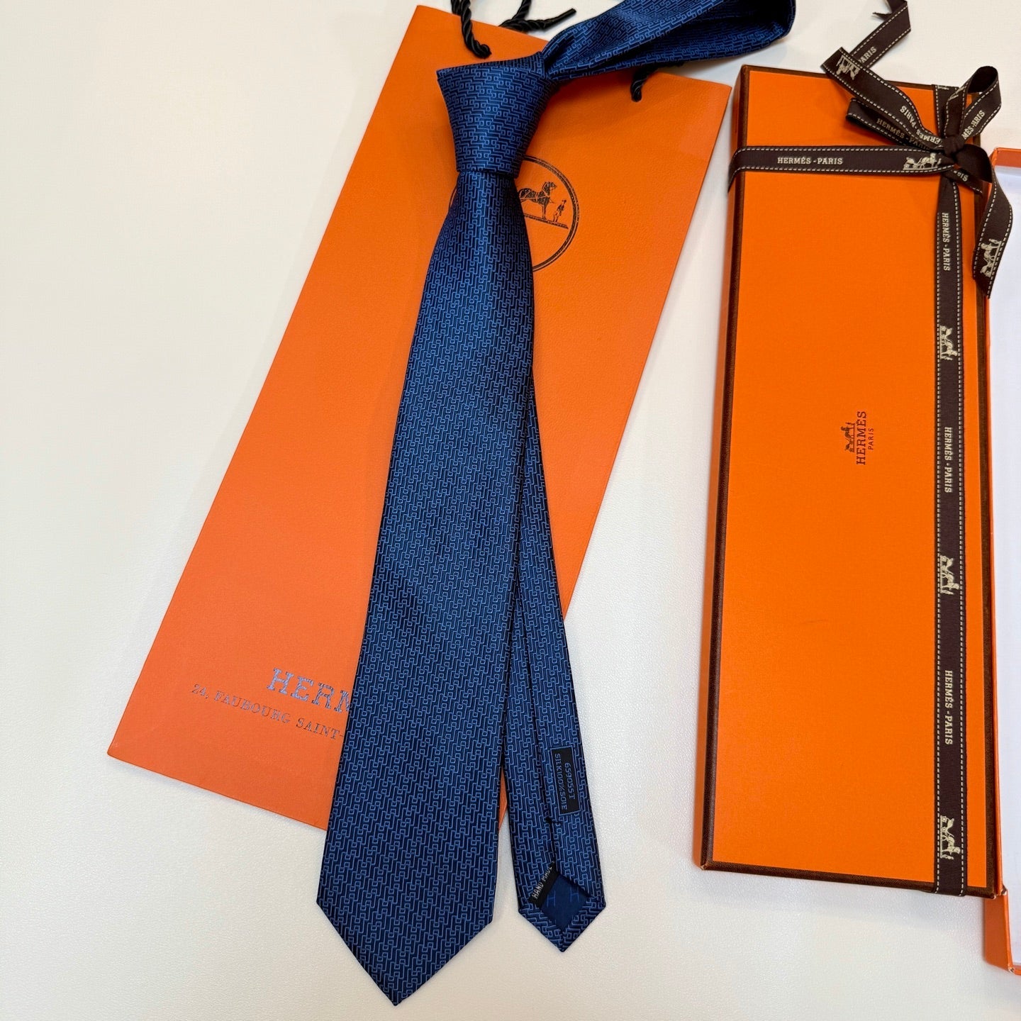 HM Tie Blue Twill Silk 327132