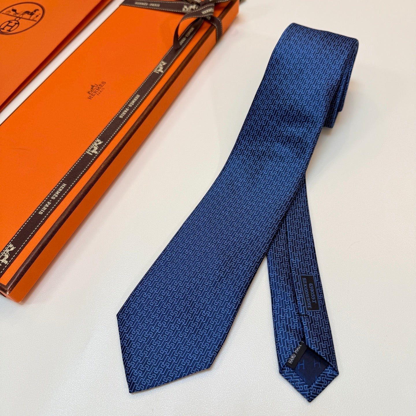 HM Tie Blue Twill Silk 327132