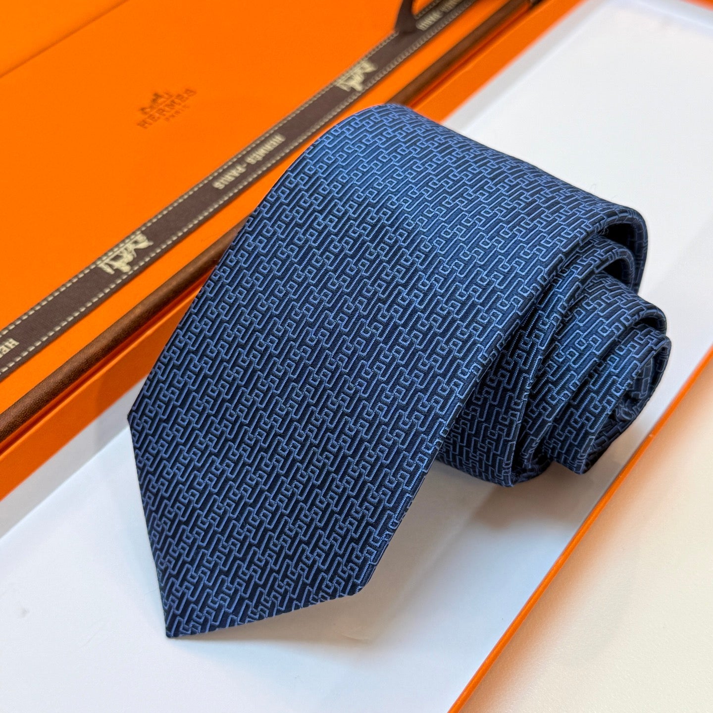 HM Tie Blue Twill Silk 327132