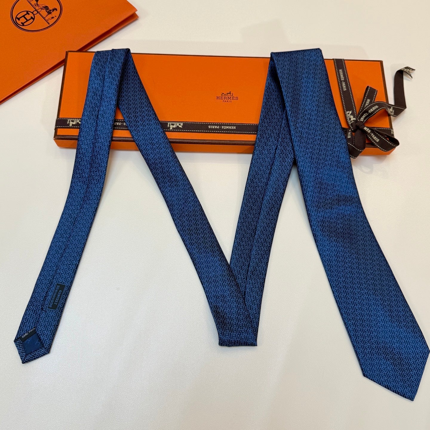 HM Tie Blue Twill Silk 327132