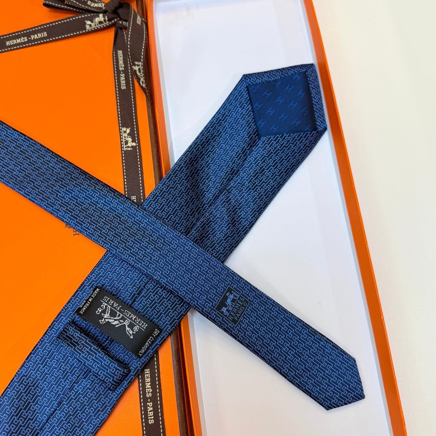 HM Tie Blue Twill Silk 327132