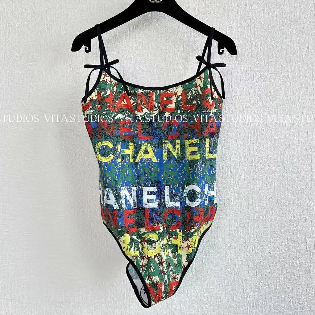 Chanel 2026 One Piece Swimsuit Seaweed Letter Polyester 470150