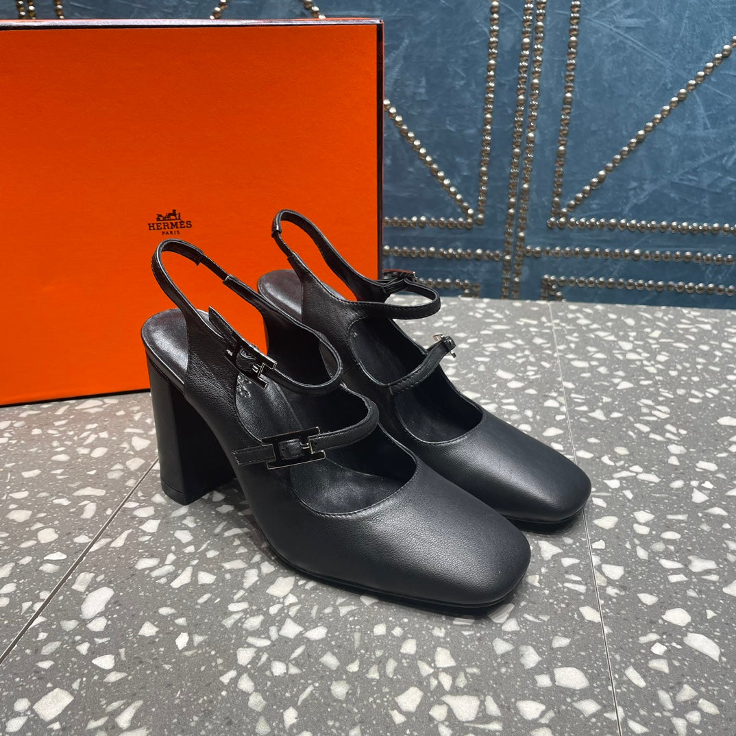 HM Jackie 80 Pump Black Cowhide 962919